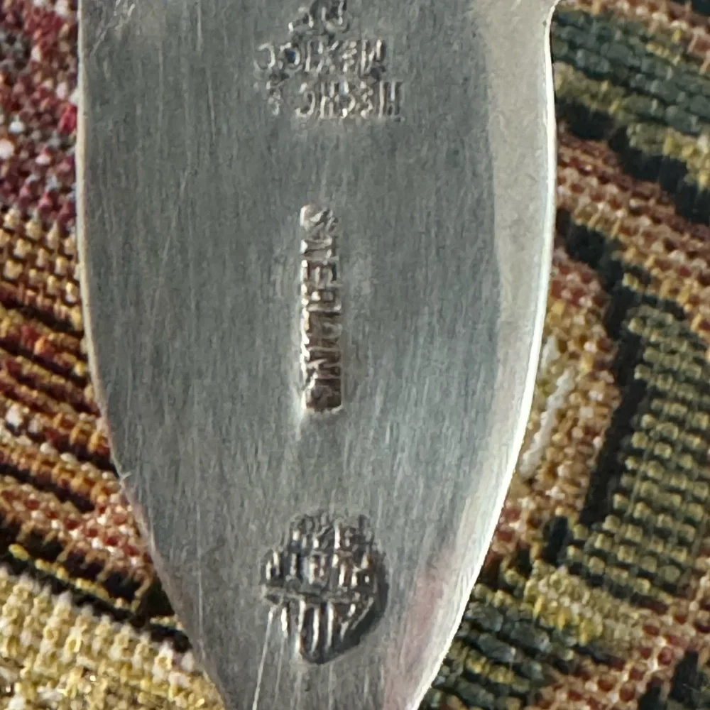Mid-Century Sterling Silver Salad Servers Wood Handle 13” Plata Mexico‎ DF